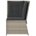 Canapé d'angle de jardin et coussins gris clair résine tressée
