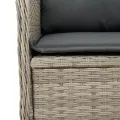 Canapé d'angle de jardin et coussins gris clair résine tressée