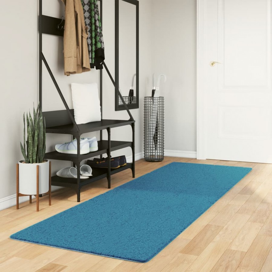 Tapis OVIEDO à poils courts turquoise 80x250 cm