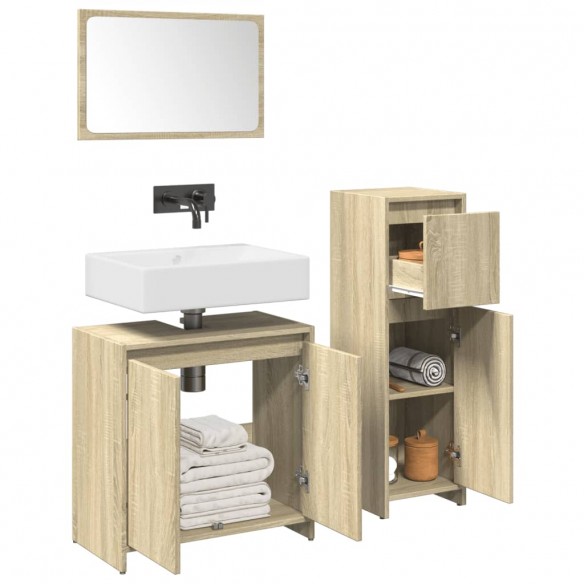 Ensemble de meubles de salle de bain 3 pcs chêne sonoma