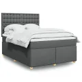 cadre de lit avec matelas Gris foncé 160x200cm Tissu