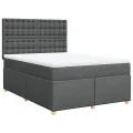 cadre de lit avec matelas Gris foncé 160x200cm Tissu