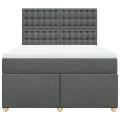 cadre de lit avec matelas Gris foncé 160x200cm Tissu