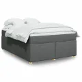 cadre de lit avec matelas Gris foncé 160x200cm Tissu