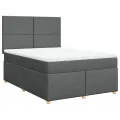cadre de lit avec matelas Gris foncé 160x200cm Tissu