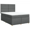 cadre de lit avec matelas Gris foncé 140x190cm Tissu