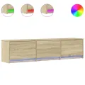 Meuble TV avec LED chêne sonoma 165x34x40 cm bois d'ingénierie