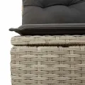 Canapé de jardin et coussins 4 places gris clair résine tressée