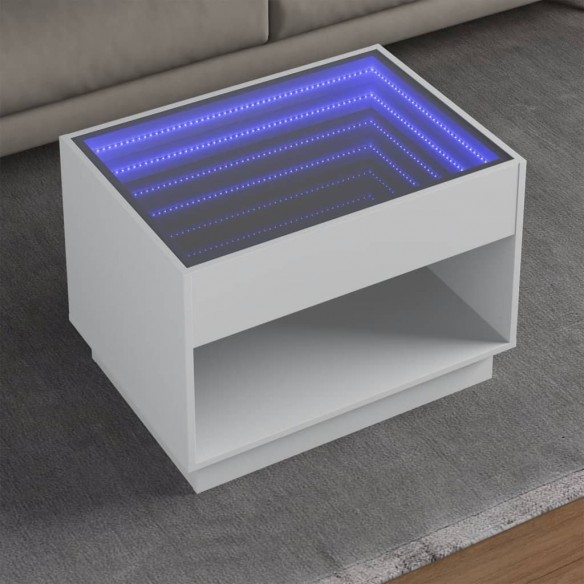 Table basse avec LED infini blanc 70x50x50 cm