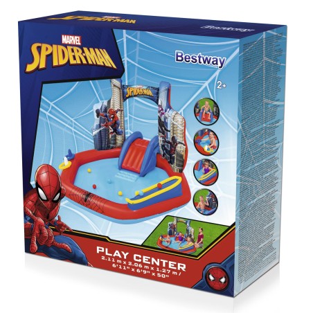 Bestway Piscine Gonflable Aire de Jeux Spiderman 211x206x127 cm +2 Ans
