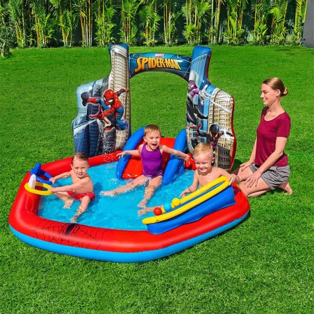 Bestway Piscina Gonfiabile Parco Giochi Spiderman 211x206x127 cm +2 An