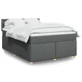 cadre de lit avec matelas Gris foncé 140x190cm Tissu