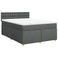 cadre de lit avec matelas Gris foncé 140x190cm Tissu