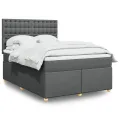 cadre de lit avec matelas Gris foncé 160x200cm Tissu