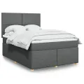 cadre de lit avec matelas Gris foncé 160x200cm Tissu