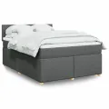 cadre de lit avec matelas Gris foncé 160x200cm Tissu
