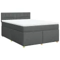 cadre de lit avec matelas Gris foncé 160x200cm Tissu
