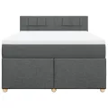cadre de lit avec matelas Gris foncé 160x200cm Tissu