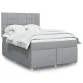 cadre de lit avec matelas Gris clair 160x200cm Tissu