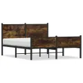 Cadre de lit en métal sans matelas chêne fumé 137x190 cm