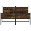 Cadre de lit en métal sans matelas chêne fumé 137x190 cm