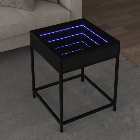 Table basse avec LED Infinity noir 40x40x51 cm