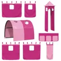 Lit mezzanine enfants avec tour rose 80x200cm bois pin massif