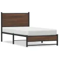 Cadre de lit en métal sans matelas chêne marron 75x190 cm