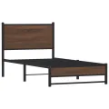 Cadre de lit en métal sans matelas chêne marron 75x190 cm