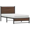 Cadre de lit en métal sans matelas chêne marron 75x190 cm
