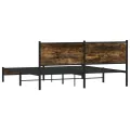 Cadre de lit en métal sans matelas chêne fumé 183x213 cm
