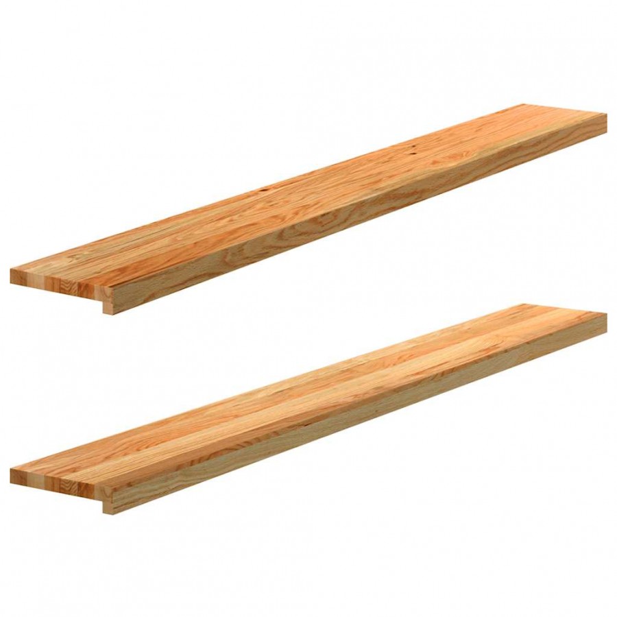 Appuis de fenêtre 2 pcs marron clair bois de chêne massif