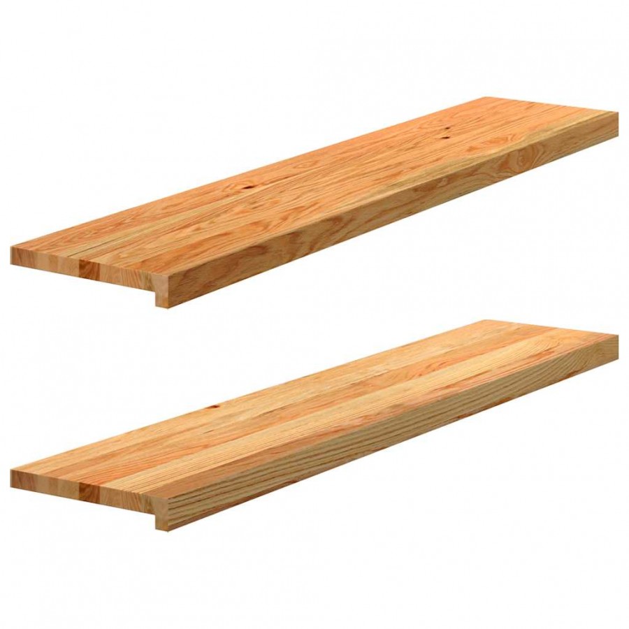 Appuis de fenêtre 2 pcs marron clair bois de chêne massif