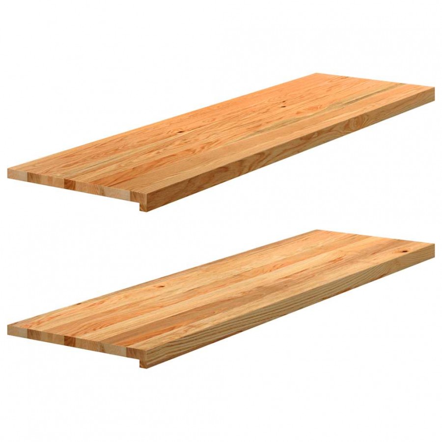 Appuis de fenêtre 2 pcs marron clair bois de chêne massif