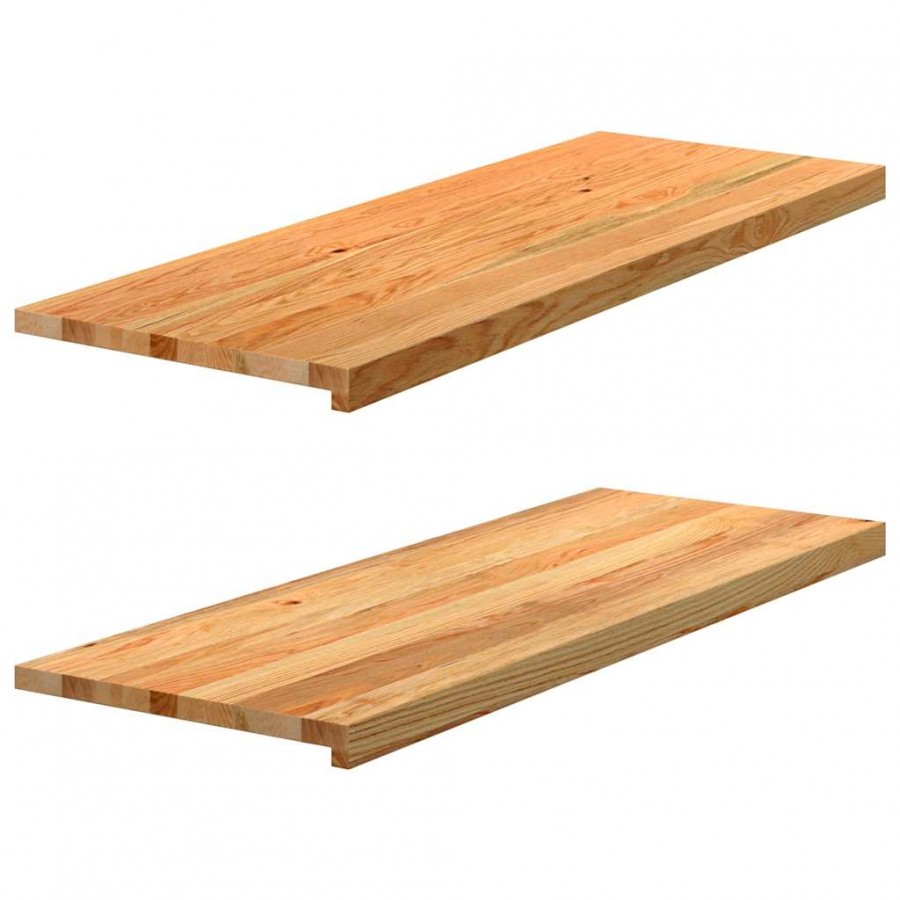 Appuis de fenêtre 2 pcs marron clair bois de chêne massif