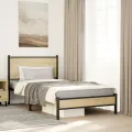 Cadre de lit en métal sans matelas chêne sonoma 100x200 cm