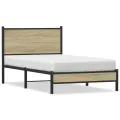 Cadre de lit en métal sans matelas chêne sonoma 100x200 cm