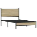 Cadre de lit en métal sans matelas chêne sonoma 100x200 cm