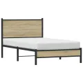 Cadre de lit en métal sans matelas chêne sonoma 100x200 cm