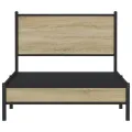 Cadre de lit en métal sans matelas chêne sonoma 100x200 cm
