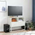 Meuble TV blanc 68x39x60,5 cm acier