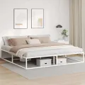 Cadre de lit sans matelas blanc 200x200 cm métal
