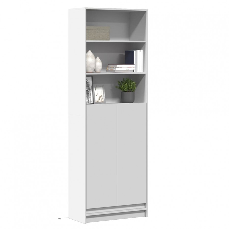 Buffet haut avec LED blanc 69x32,5x200 cm bois d’ingénierie