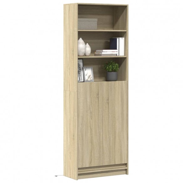 Buffet haut LED chêne sonoma 69x32,5x200 cm bois d’ingénierie