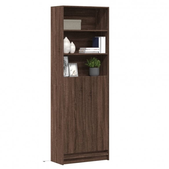 Buffet haut avec LED chêne marron 69x32,5x200cm bois ingénierie