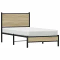 Cadre de lit en métal sans matelas chêne sonoma 90x200 cm
