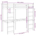 Cadre de lit superposé sans matelas 90x200 cm bois pin massif