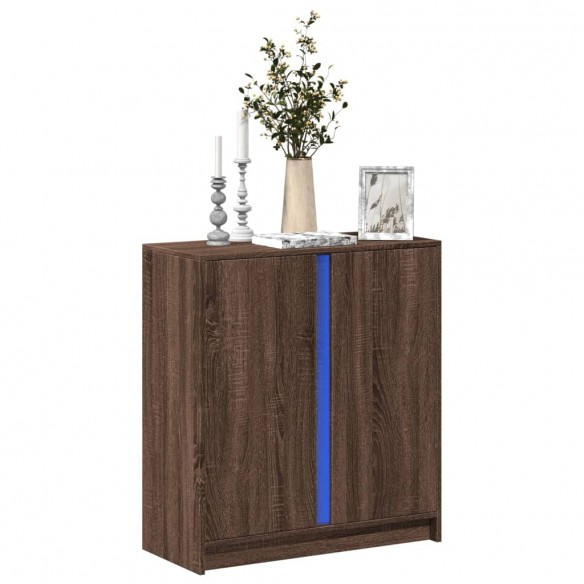 Buffet avec LED chêne marron 77x34x85 cm bois d'ingénierie