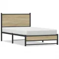 Cadre de lit en métal sans matelas chêne sonoma 107x203 cm