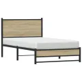 Cadre de lit en métal sans matelas chêne sonoma 107x203 cm